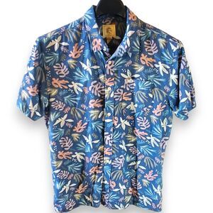 O'Neill Shirt Men Large Blue Abstract Floral Rayon Organic Cotton SpongeBob Vibe